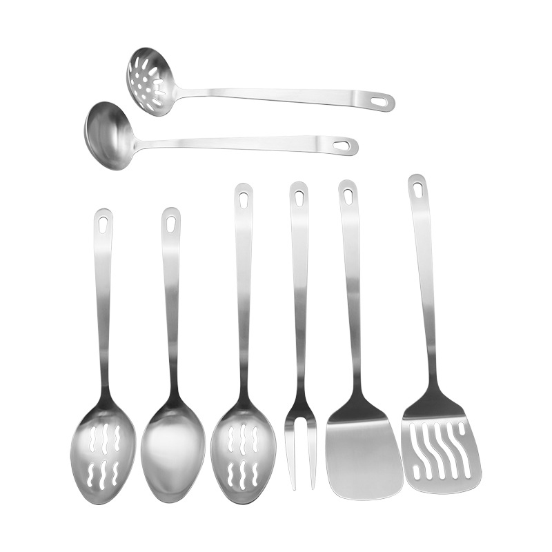 Stainless steel kitchenware set, kitchen utensils, cooking spoons, spatulas, strainers, soup spoons, rice spoons, eight-piece set, gift kitchenware Specification image
