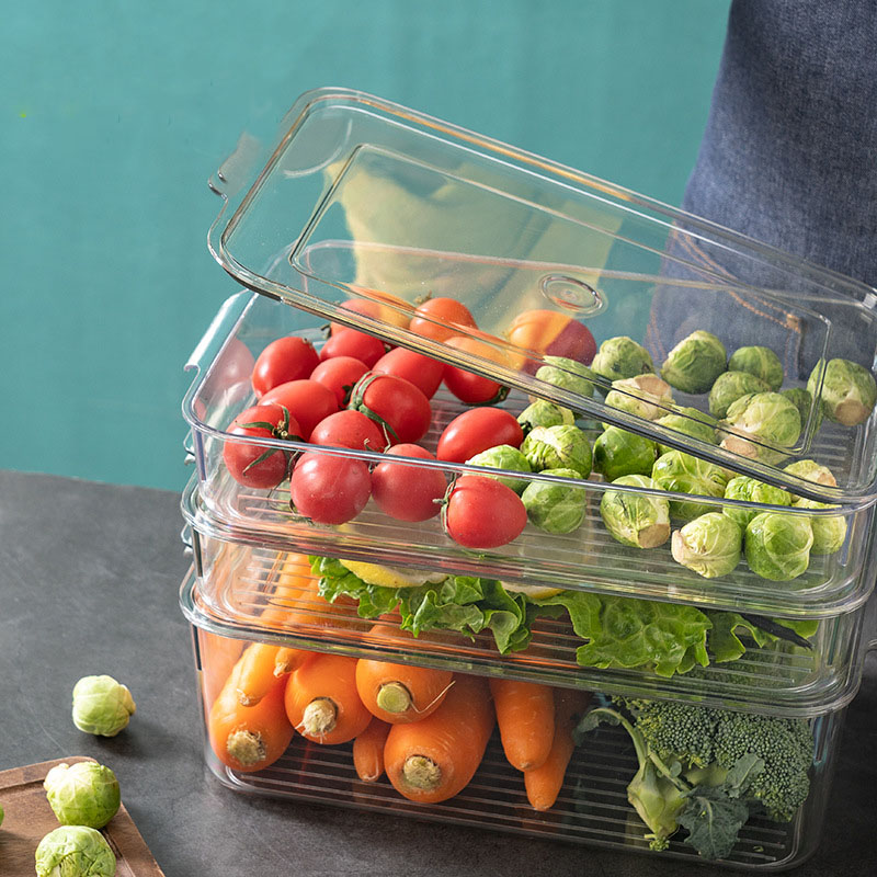 PET refrigerator drawer storage box, food organizer, transparent rectangular egg dumpling preservation storage box with lid details Picture