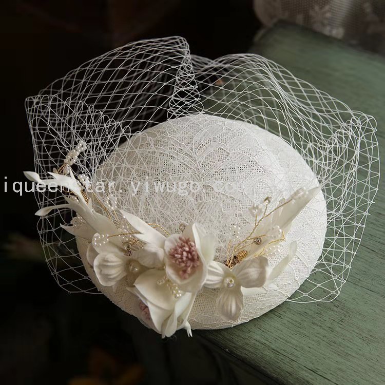 Retro top hat, gauze cover face, cosplay classical hat, new outfit, decorative hat, bride hat
