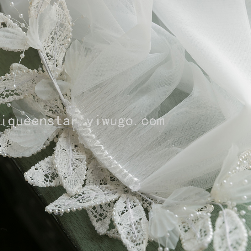 Bride's hair accessory, lace, white mesh hair band, new wedding dress veil, studio photography props, retro headwear details Picture