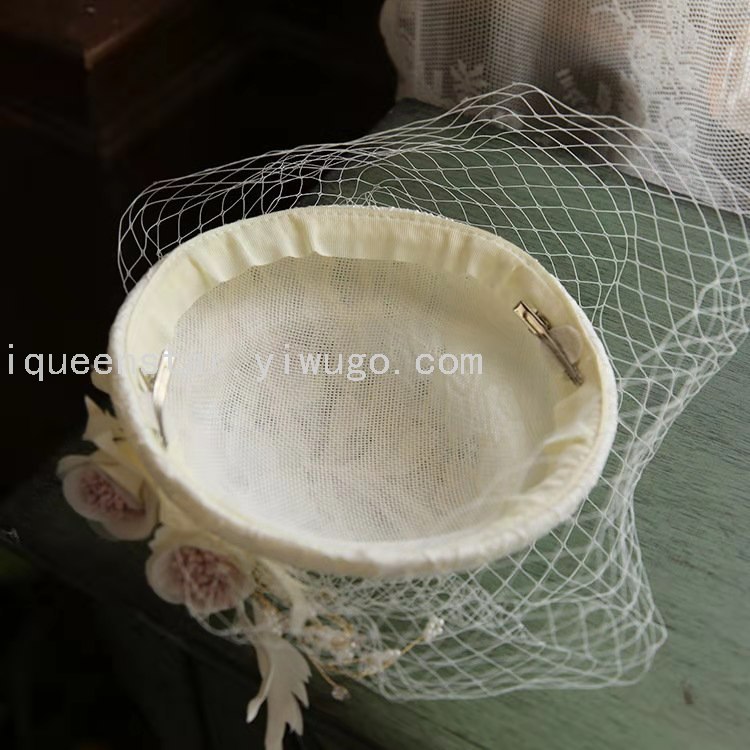 Retro top hat, gauze cover face, cosplay classical hat, new outfit, decorative hat, bride hat details Picture