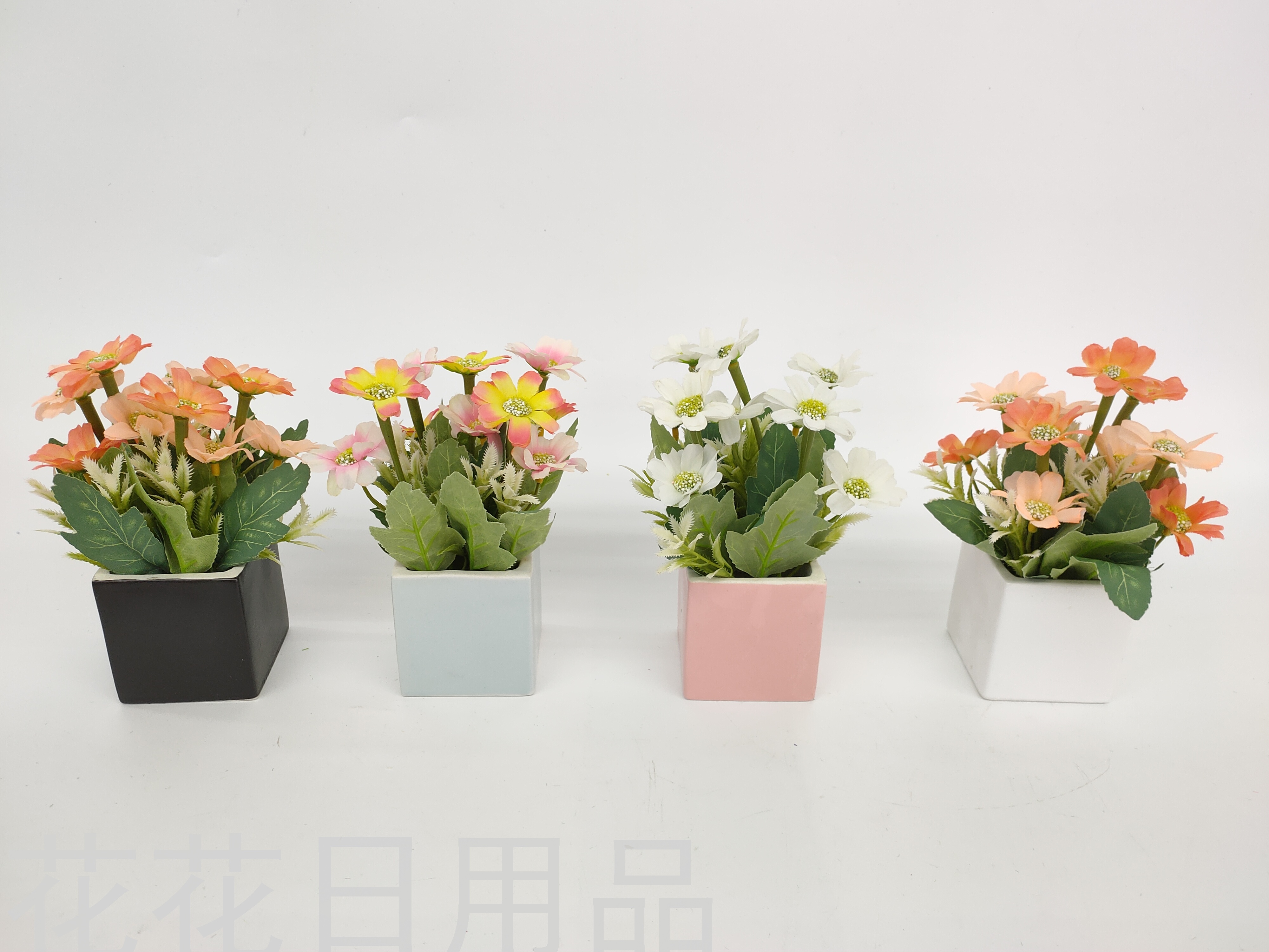 Simulation flower false flower square color ceramic basin small Daisy bonsai decoration living room table and so on thumbnail