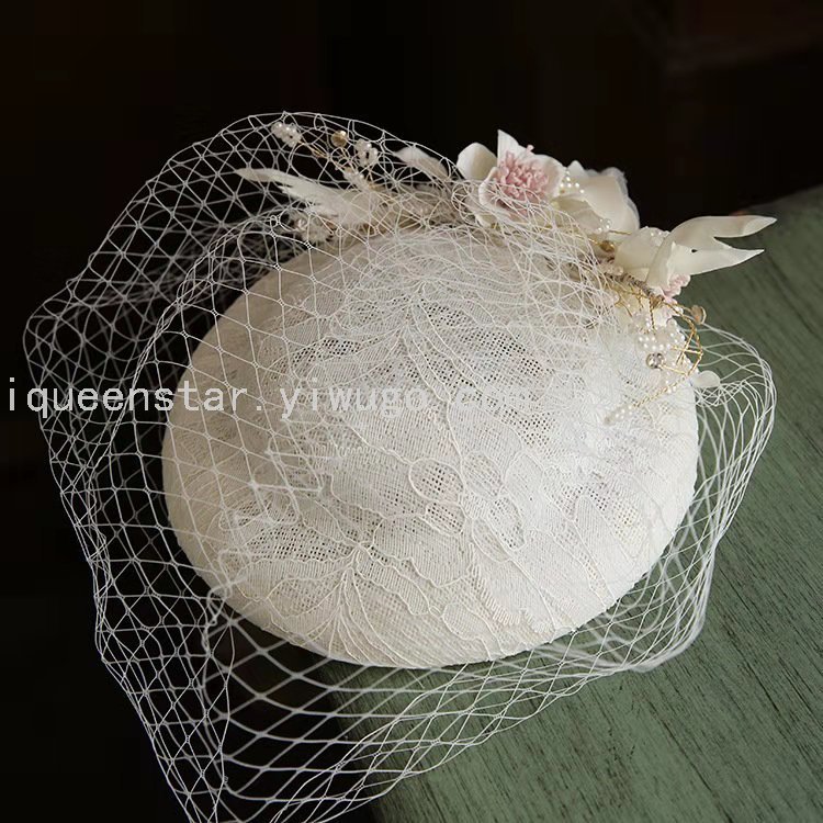 Retro top hat, gauze cover face, cosplay classical hat, new outfit, decorative hat, bride hat Specification image