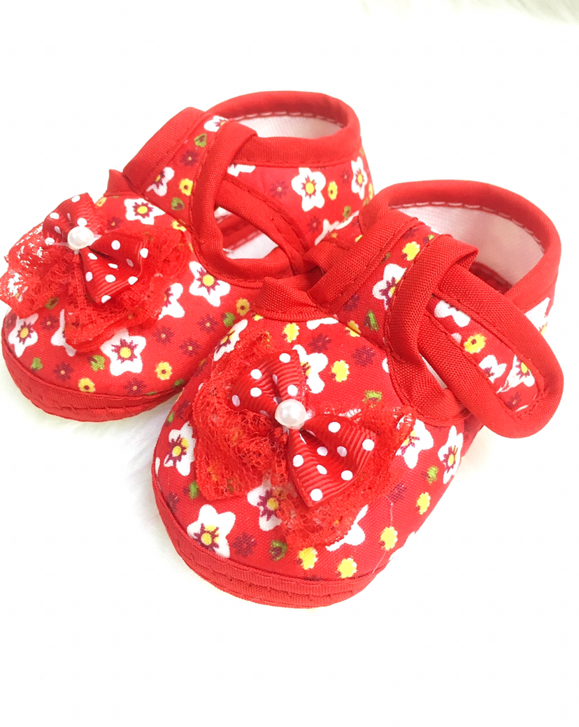 Baby shoes single shoes 0-12 months lace bow shoes super soft cartoon baby shoes Toddler shoes factory
