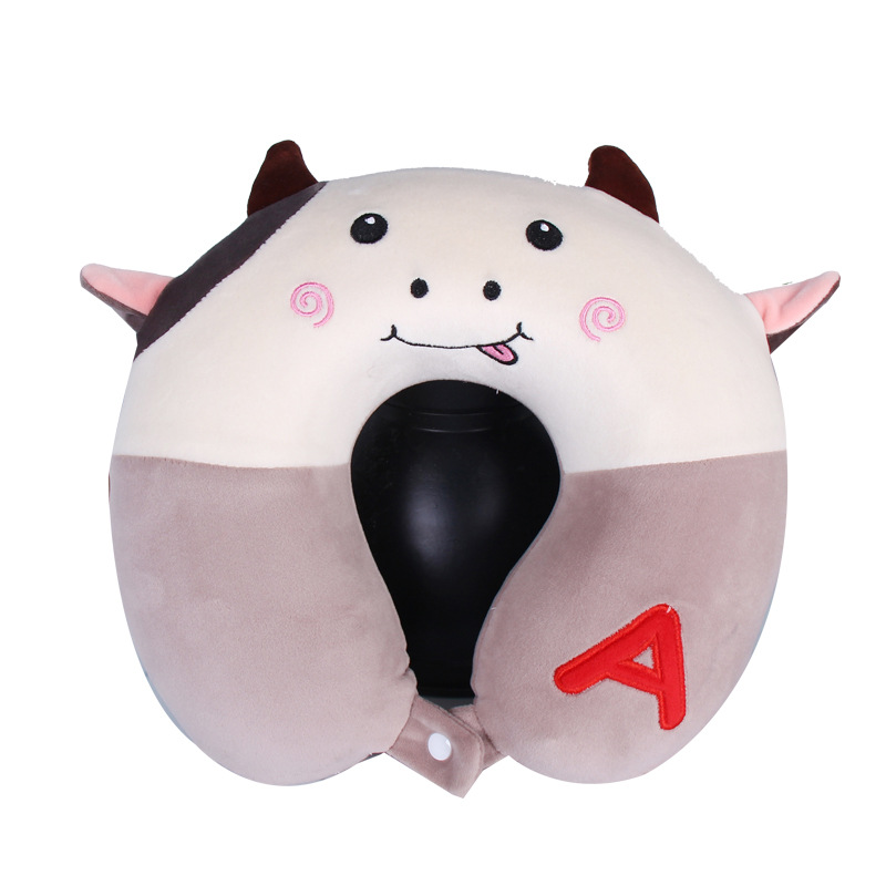 Customized logo memory foam core U-shaped neck pillow, cartoon cute little calf pillow, plush toy Item Picture