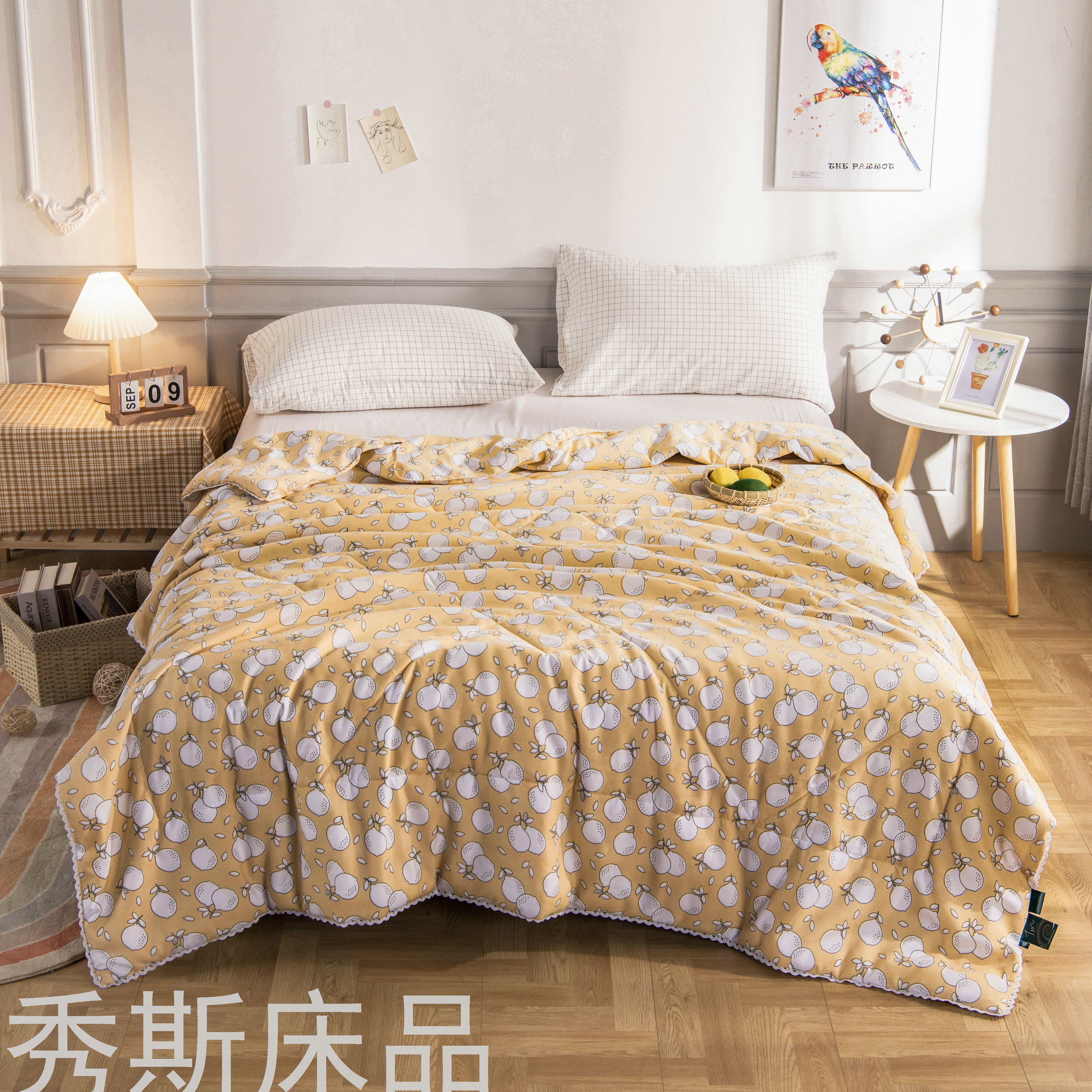 The 2021 new summer quilt, Loka cotton thin core double quilt, spring, autumn and summer space quilt, can be machine washed details Picture