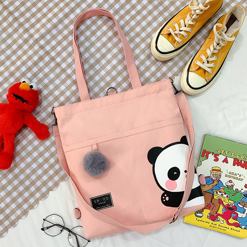 This 2021 new trendy and cute Japanese large-capacity student casual hand-carry and crossbody three-in-one women's bag is a canvas bag for women details Picture
