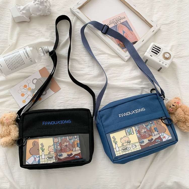 New Japanese fashion trend of canvas bags without pendants 2021 summer canvas crossbody bag manufacturer wholesale and customization Specification image