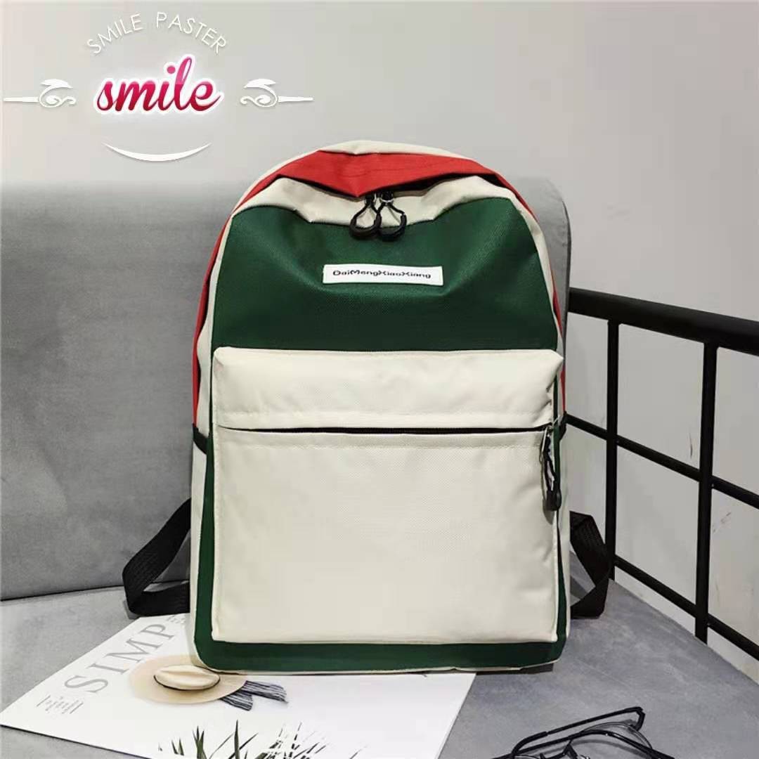 2021 New style backpack, casual student schoolbag, customized LOGO, Korean-style trendy travel bag, tutorial bag, four-piece set details Picture