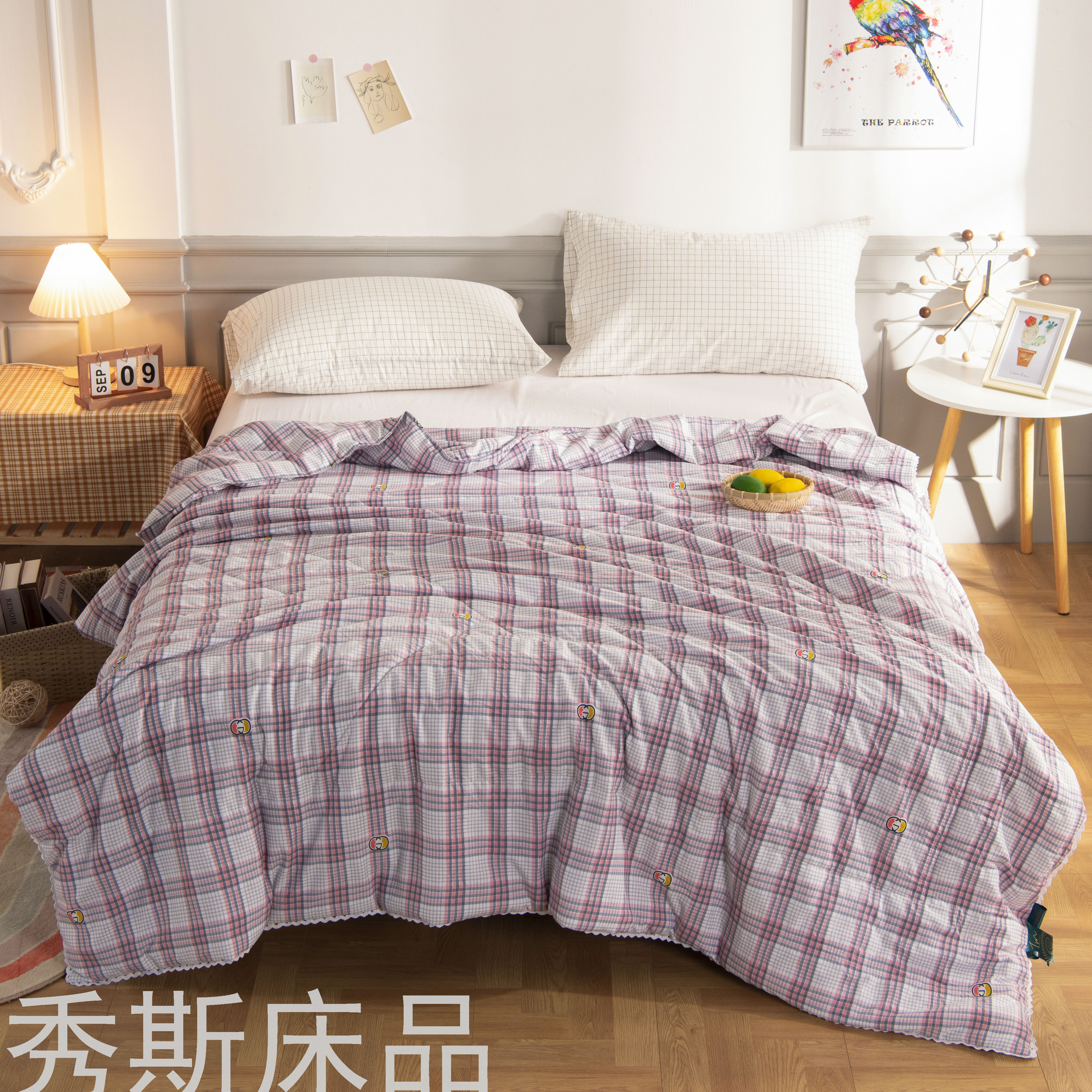 The 2021 new summer quilt, Loka cotton thin core double quilt, spring, autumn and summer space quilt, can be machine washed Specification image