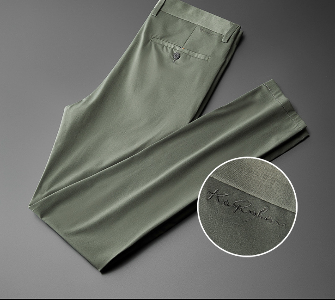 Trousers men's summer stretch casual pants men's straight trim versatile men's business suit pants slouch pants trend