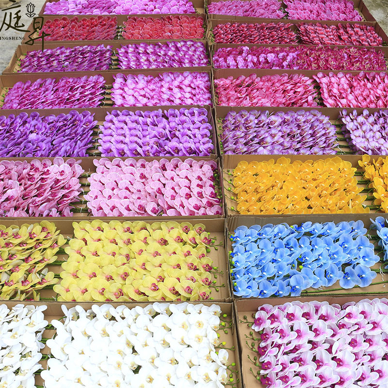 Artificial flowers, artificial lawns, artificial trees, artificial flowers, artificial lawns, artificial trees, artificial phalaenopsis, single 5-head, 7-head, 9-head, 3D phalaenopsis, PU artificial flowers wholesale, home and wedding artificial flowers details Picture