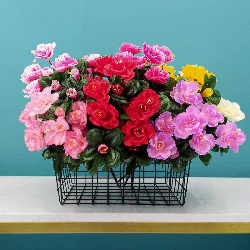 Artificial rhododendron flower bouquets, single dining table, Nordic decoration, green plants, living room placement, large-scale engineering decoration details Picture