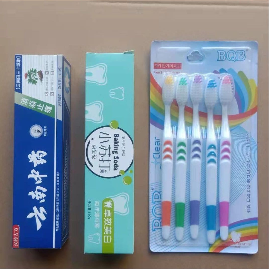10 yuan model toothbrush toothpaste three-piece set buy toothpaste to send toothbrush to send advertising recording stalls source manufacturers
