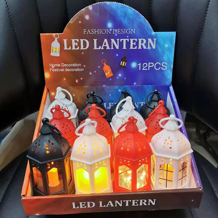 European-style small hexagonal Moroccan wind Lantern Festival decoration, retro plastic glass high-transparency light string, lantern, candle stand Application Scenario