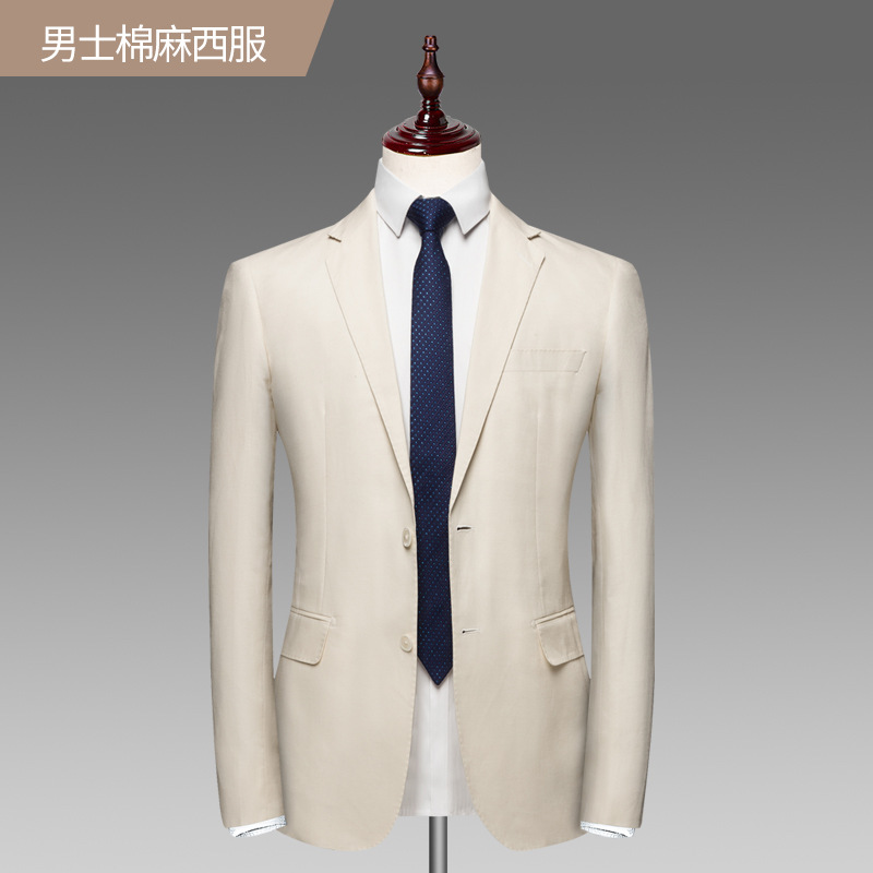 202 Spring/summer new linen-cotton breathable leisure single western loose comfortable leisure suit for men