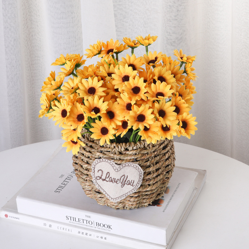 Factory wholesale of artificial sunflowers, wedding photography plastic flowers, living room ornaments, home decoration artificial sunflowers Specification image