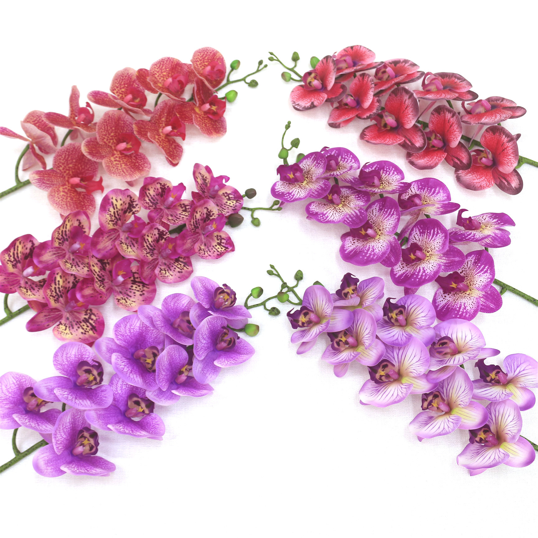 Artificial flowers, artificial lawns, artificial trees, artificial flowers, artificial lawns, artificial trees, artificial phalaenopsis, single 5-head, 7-head, 9-head, 3D phalaenopsis, PU artificial flowers wholesale, home and wedding artificial flowers