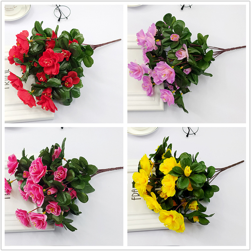 Artificial rhododendron flower bouquets, single dining table, Nordic decoration, green plants, living room placement, large-scale engineering decoration