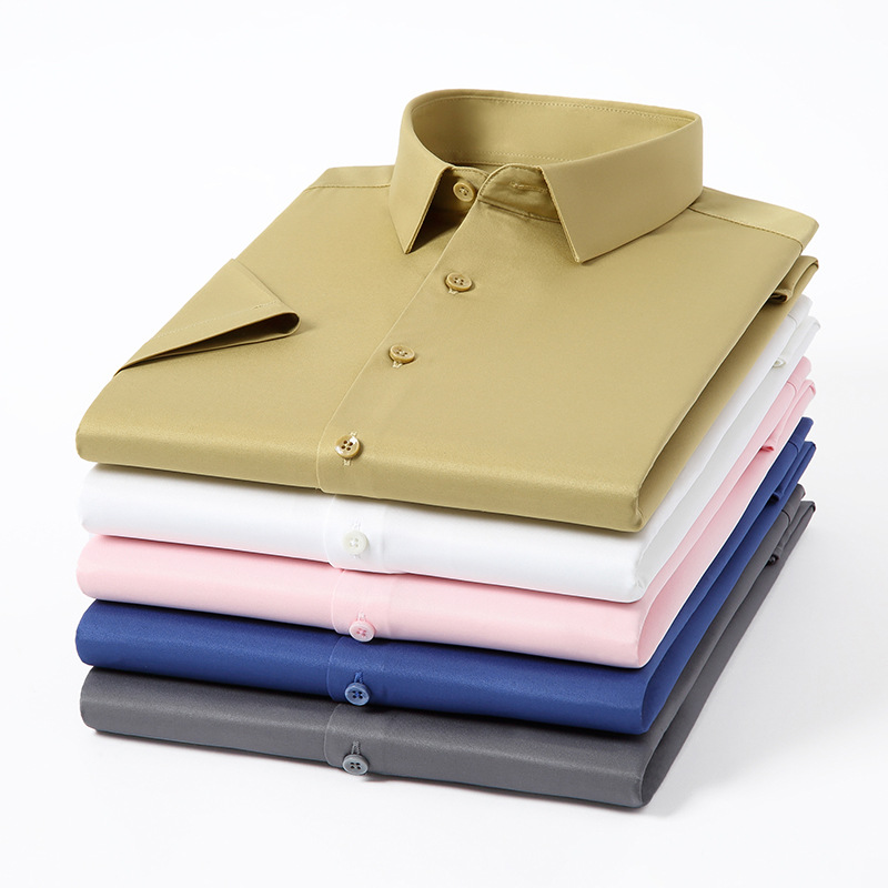 Pure color shirt men's short sleeve summer new free ironing anti-wrinkle inch shirt Korean fashion business men's simple shirt men