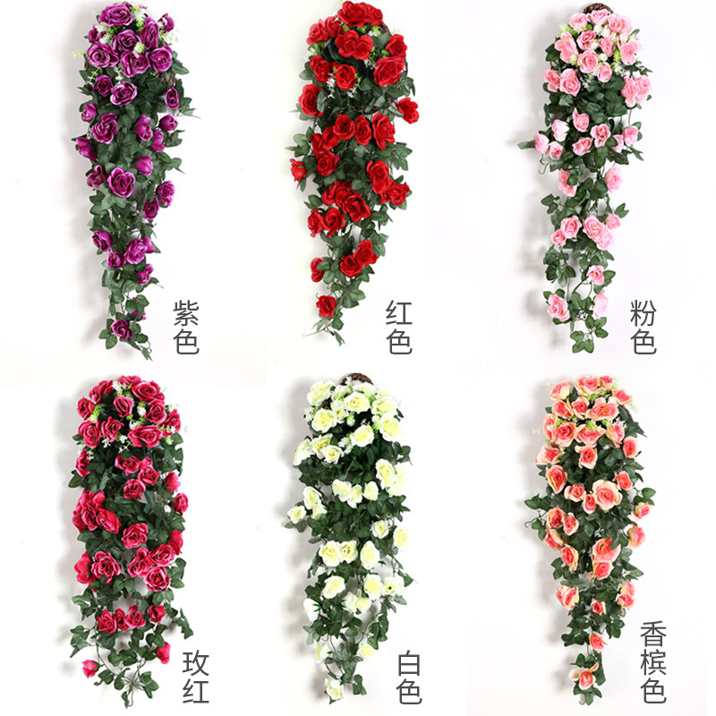 Wholesale of artificial flower vines, artificial flower vines, decorative wall hangings, artificial rose flowers, home decoration flowers, wall hangings and wall-mounted flowers Application Scenario