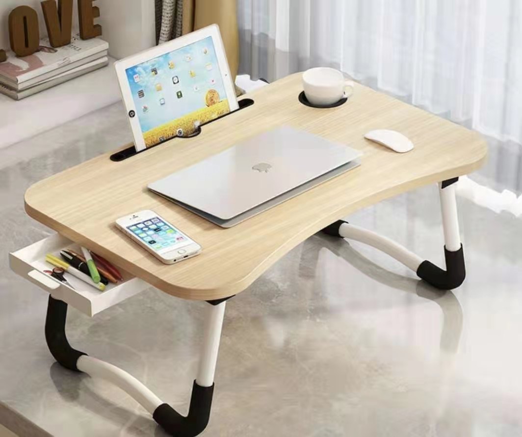 Computer desk with drawer on bed home bedroom folding table Writing desk in student dormitory lazy little table thumbnail
