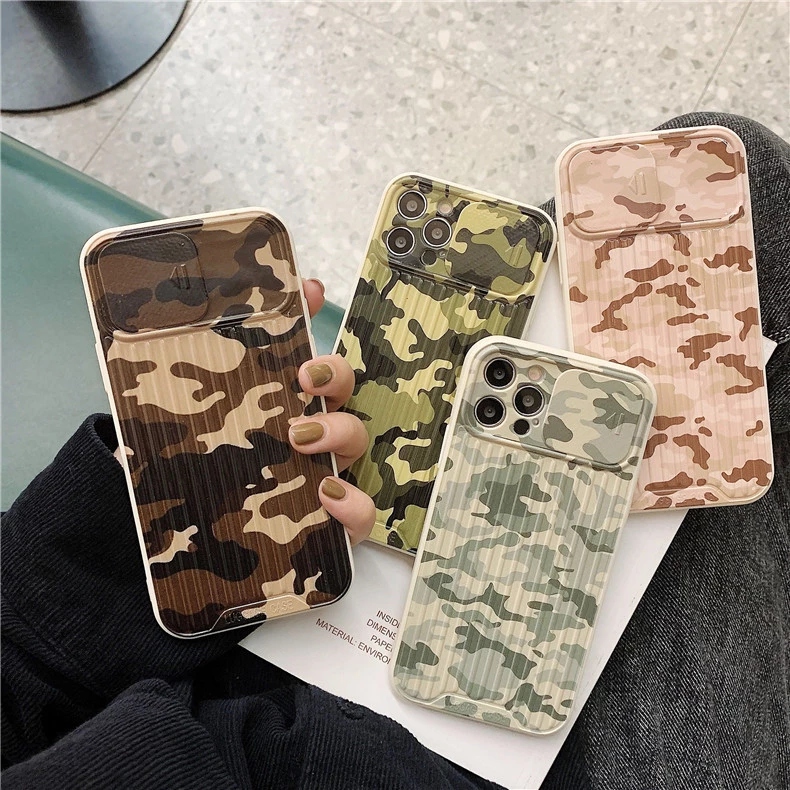 Applicable to Apple 12PRO sliding phone case, 11promax camouflage version, XS silicone case, 8PLUS/ 7th generation Fine Hole h details Picture