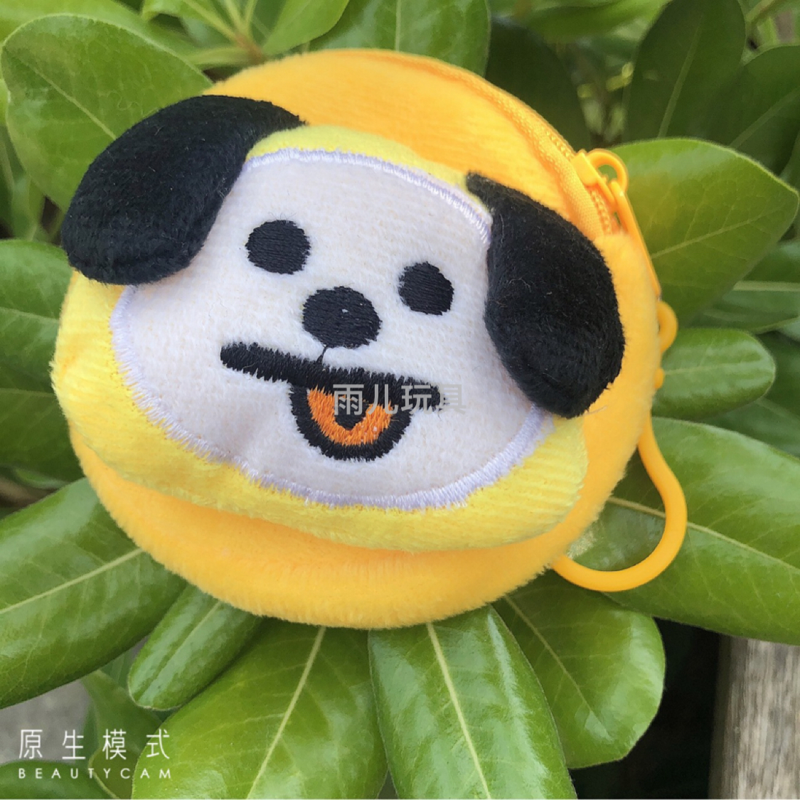 2022黄色圆形卡通零钱包毛绒玩具零钱包bts零钱包bt21钱包卡通动物头零钱包图
