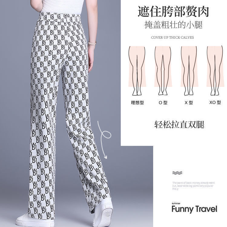 Wide-leg pants for women in 2021, high-waisted and slimming casual pants, spring and autumn Korean style letter loose straight-leg pants, long pants trend Application Scenario