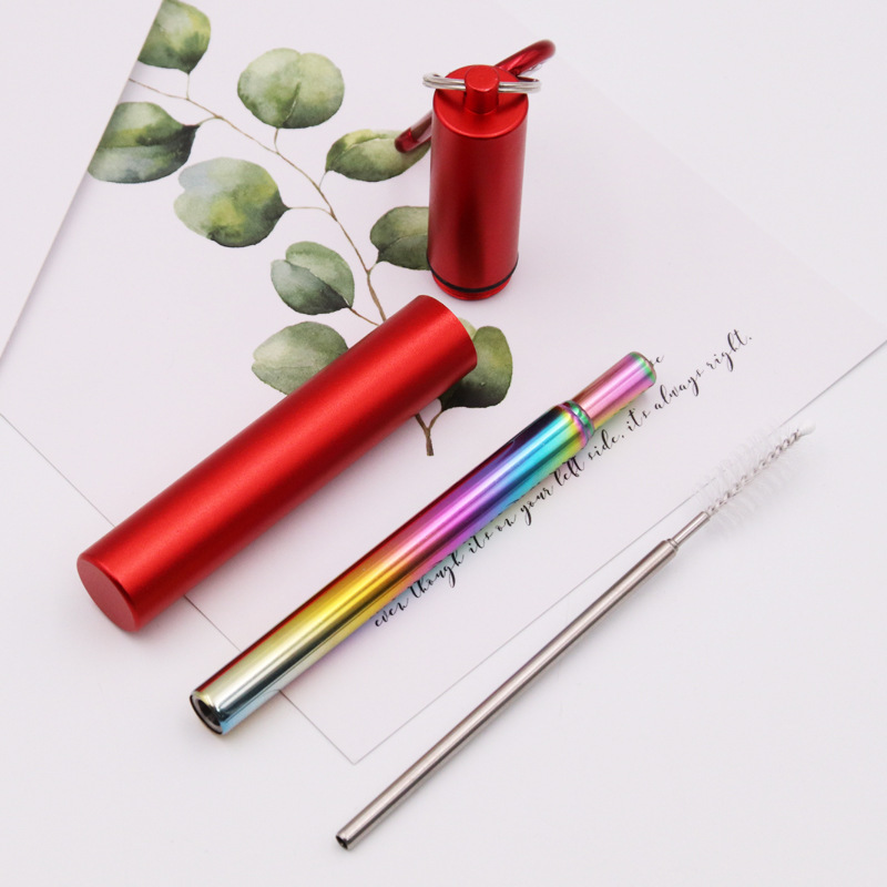 304 stainless steel straw set, telescopic straws, beverage metal straws, portable straw set, custom logo telescopic straw set, multiple colors, portable, easy to clean, reusable straws. Item Picture