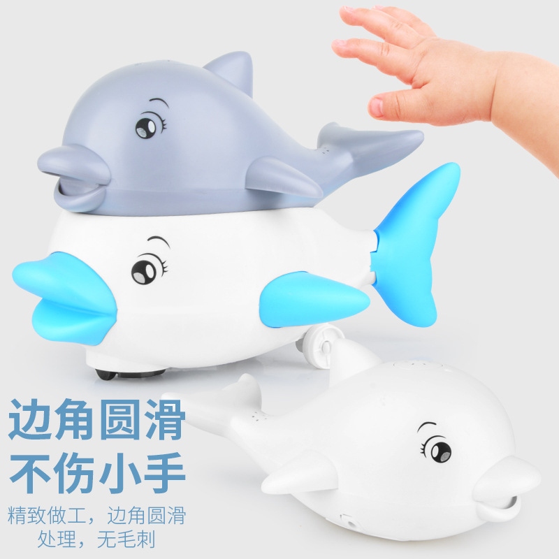 In summer, when babies take a bath and play with water, there are electric sensor water spray lights, whale babies, and electric little water spray dolphins in the bathroom Application Scenario