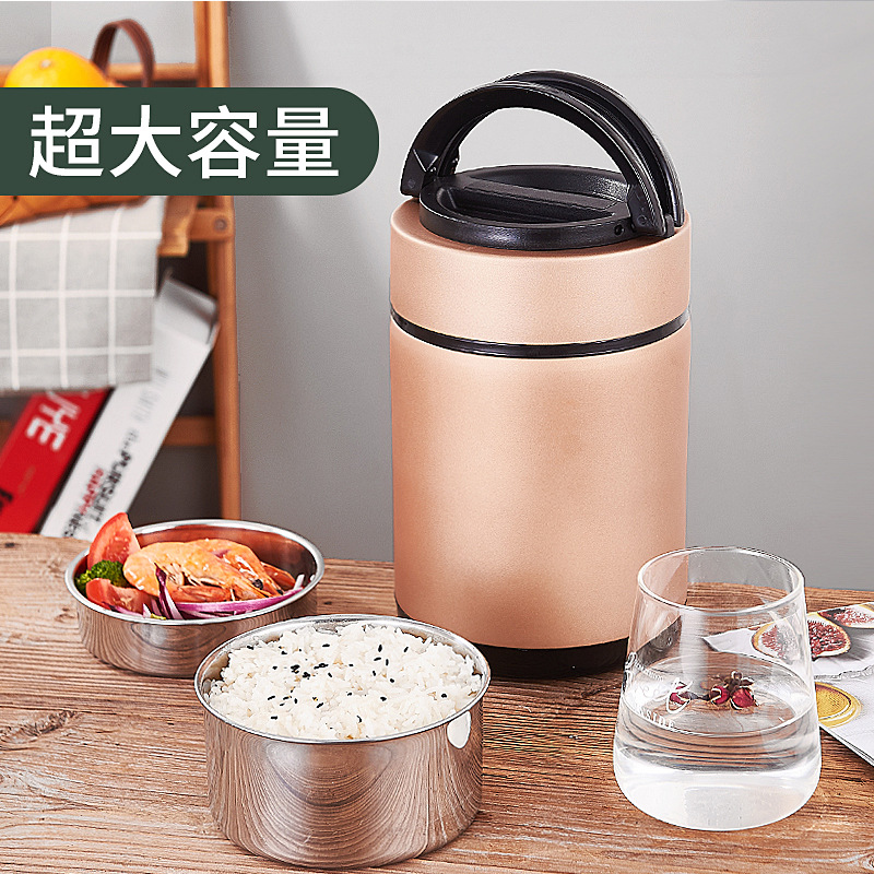 Non-magnetic stainless steel pot, anti-overflow, flat lid, round, portable for office workers, multi-layer for students, large capacity Specification image
