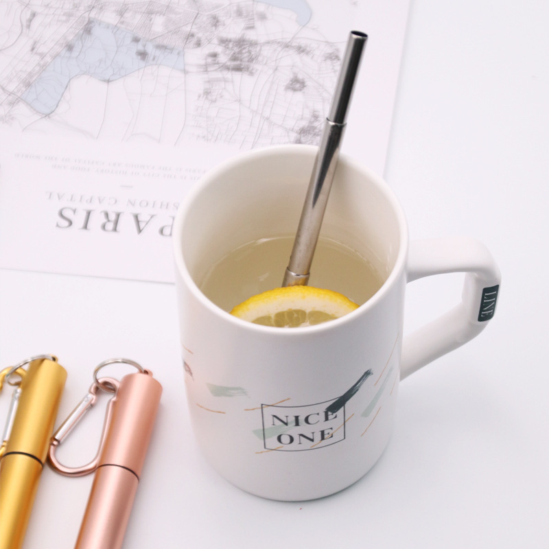 304 stainless steel straw set, telescopic straws, beverage metal straws, portable straw set, custom logo telescopic straw set, multiple colors, portable, easy to clean, reusable straws. Specification image