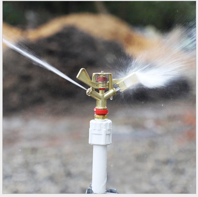 4-point DN15 zinc alloy rotating double spray 360-degree swing arm metal sprinkler for lawn and garden irrigation details Picture