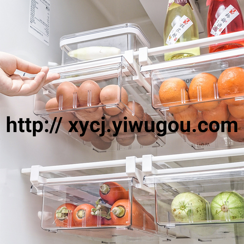 Refrigerator drawer storage box without compartments, 4-compartment food organizer, transparent rectangular storage box details Picture