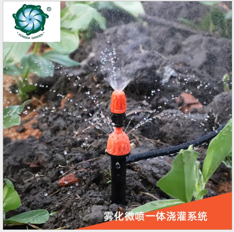 The drip-adjustable integrated flower watering device can be connected to an orange single-spray simple plug rod nozzle full figure