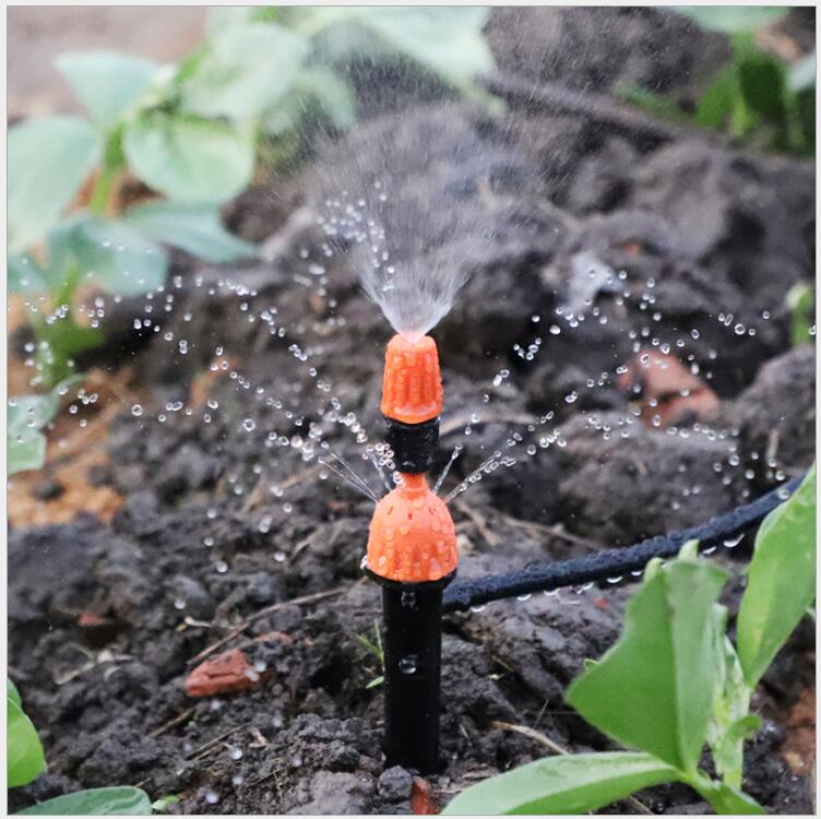 The drip-adjustable integrated flower watering device can be connected to an orange single-spray simple plug rod nozzle Application Scenario