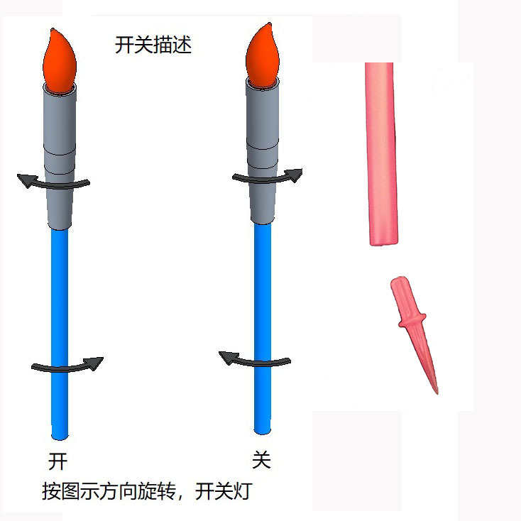 Small LED long pole electronic candle simulation for Buddha worship, incense offering, and birthday candles at graves Item Picture