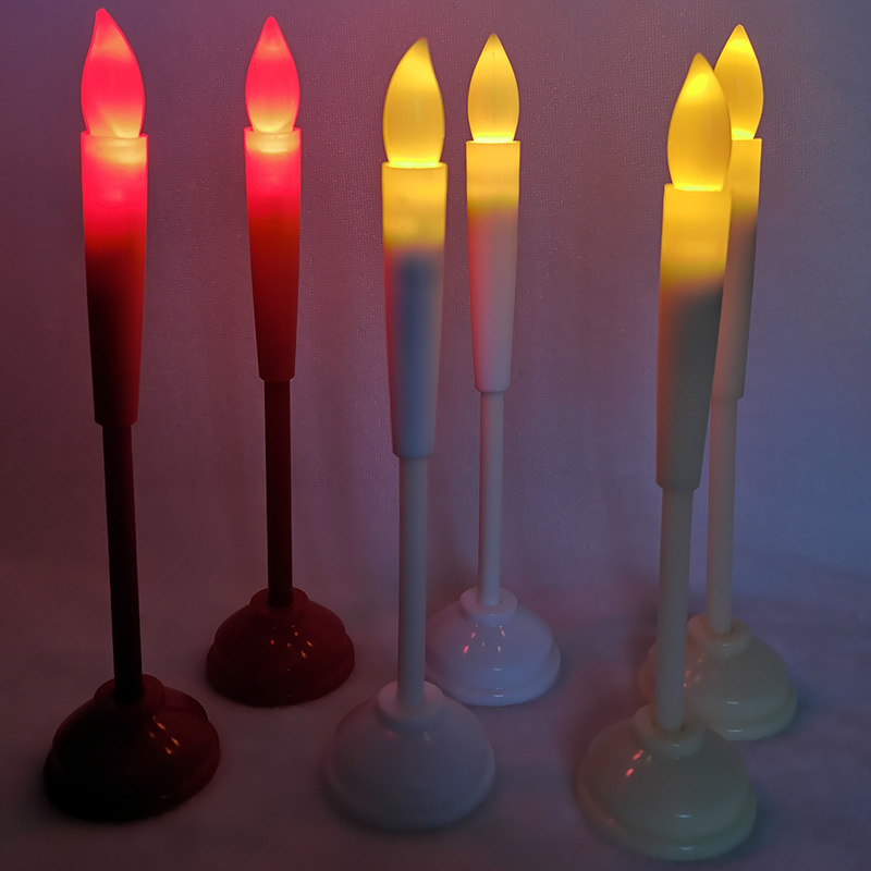 Small LED long pole electronic candle simulation for Buddha worship, incense offering, and birthday candles at graves details Picture