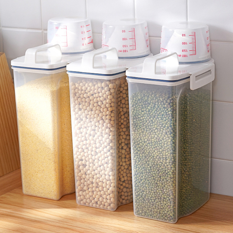 Wholesale transparent grain cans, plastic kitchen sealed cans, rice buckets, storage cans, and five-grain storage boxes Specification image