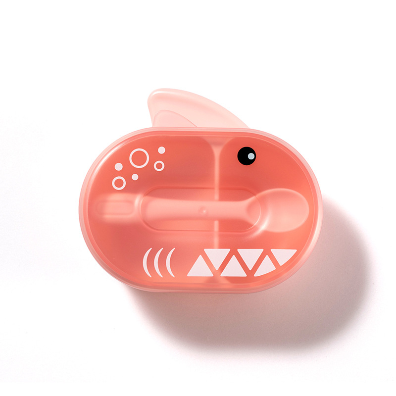 厂家供应卡通宝宝喂养便携辅食碗研磨碗带盖子带勺子分格餐盘外出