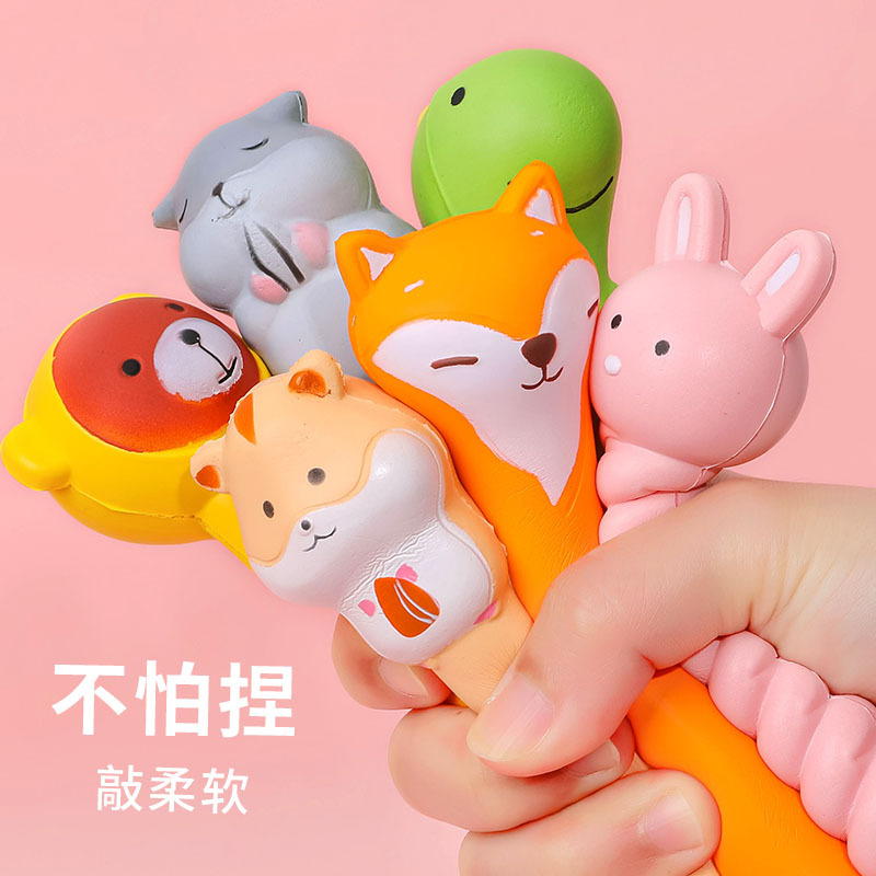 Cute cartoon stress-relieving pen, student fountain pen, shaped pen, stress-relieving gel pen, soft and slow rebound creative signature pen details Picture