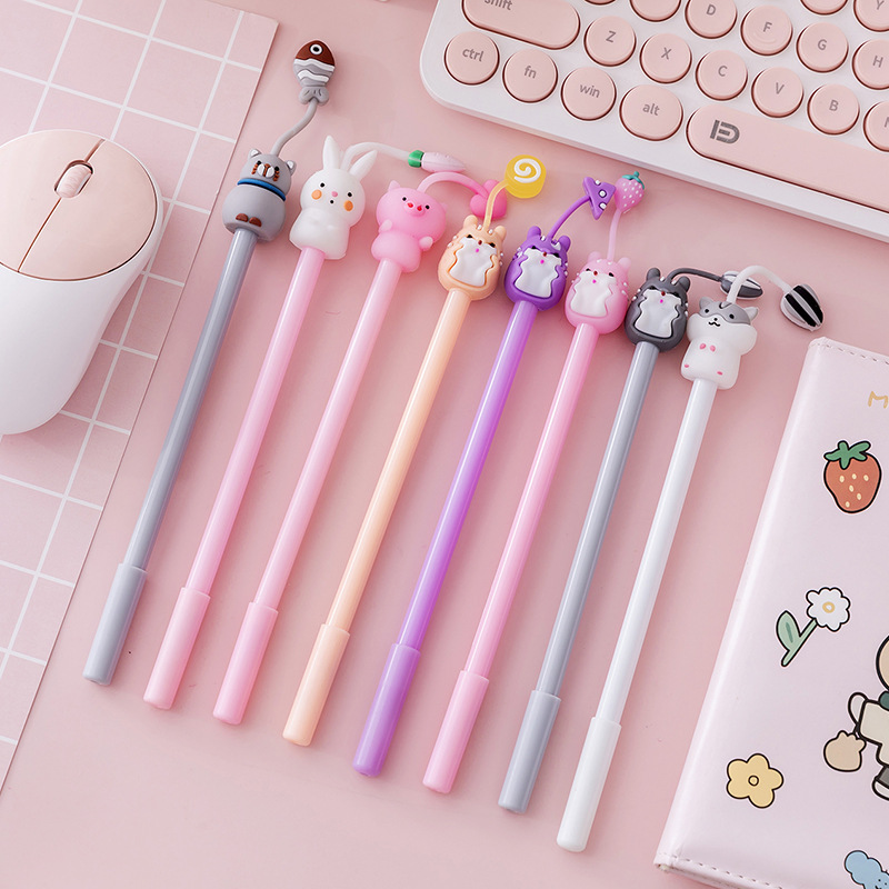New cartoon-shaped gel pens, cute and creative, girlish stationery, Christmas gifts wholesale, water-based black pens Application Scenario