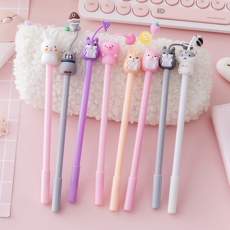 New cartoon-shaped gel pens, cute and creative, girlish stationery, Christmas gifts wholesale, water-based black pens Specification drawing