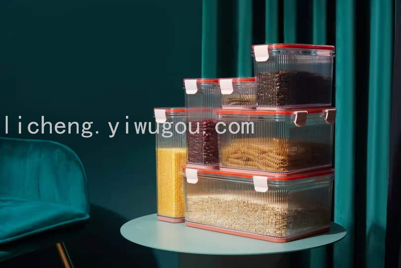 35823 conserva fresco caja de almacenamiento conjunto cocina latas herméticas caja de almacenamiento de alimentos de plástico granos de grano multigrano especias frijoles latas de almacenamiento details Picture