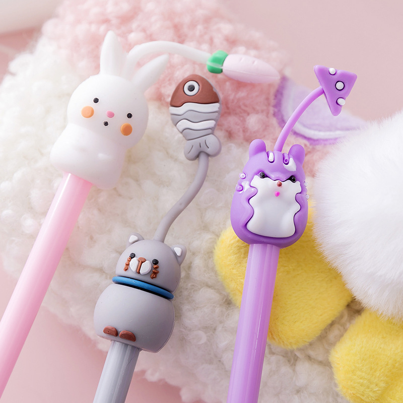 New cartoon-shaped gel pens, cute and creative, girlish stationery, Christmas gifts wholesale, water-based black pens details Picture