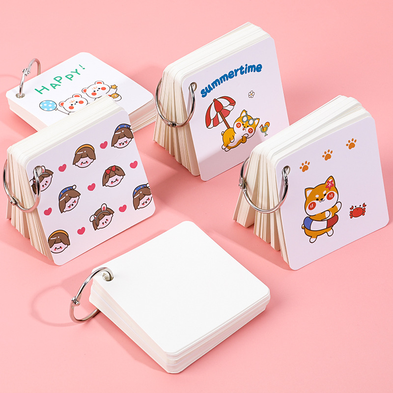 Cartoon blank word notebook, student portable notepad, diary, blank memory notebook, stationery notepad Specification drawing