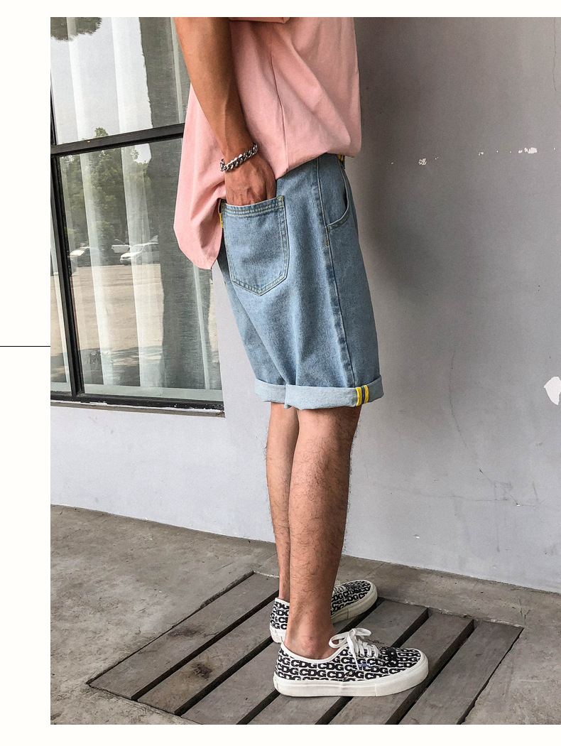 Denim k wide-leg pants, men's loose and trendy ins brand jeans, men's shorts, Hong Kong style trendy thin capri pants Application Scenario