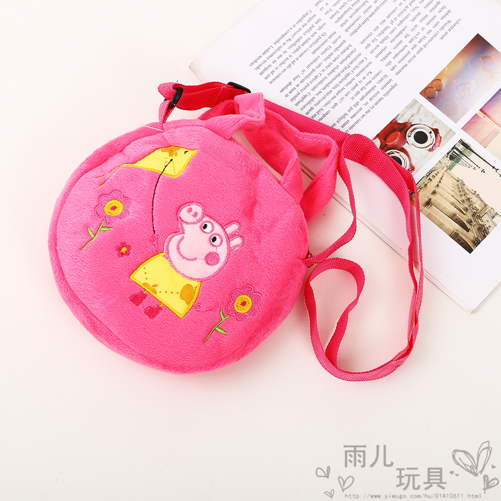 Plush crossbody bags for boys and girls, round coin purses for babies, cartoon cute little pig backpacks for infants and toddlers in stock Specification image