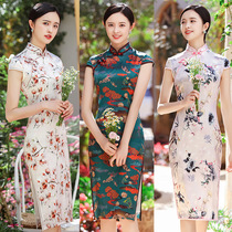 Heavy mulberry silk medium long qipao 202 spring and summer new young girls daily silk Qipao skirt wholesale